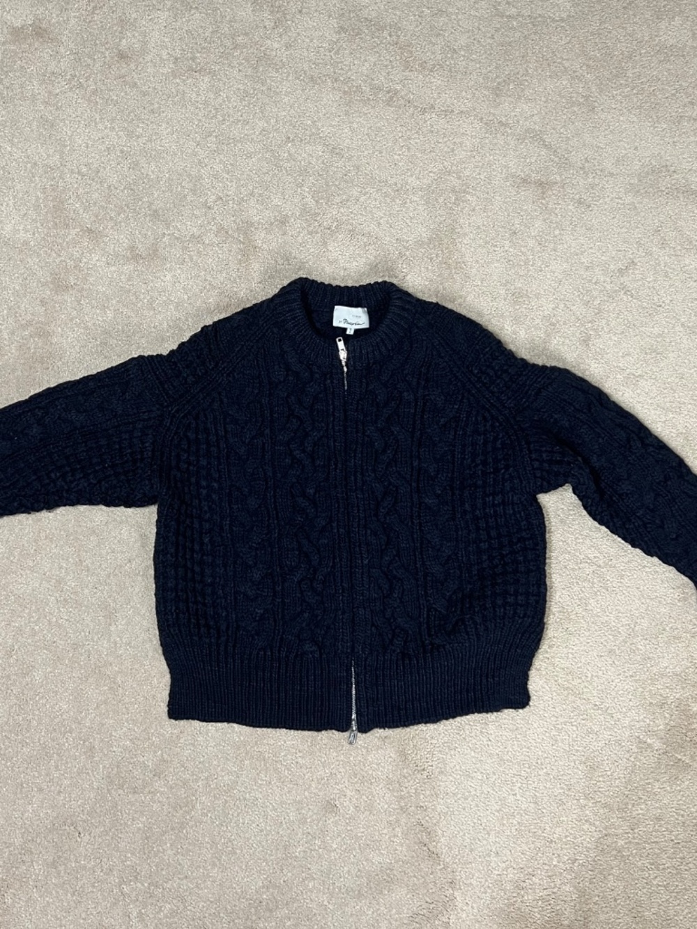 3.1 Phillip Lim Navy Cable Knit Zip Sweater Wool Size S great condition